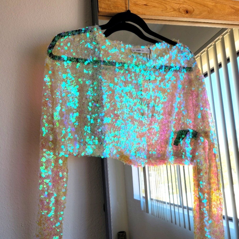 Zara Sequin Crop Top